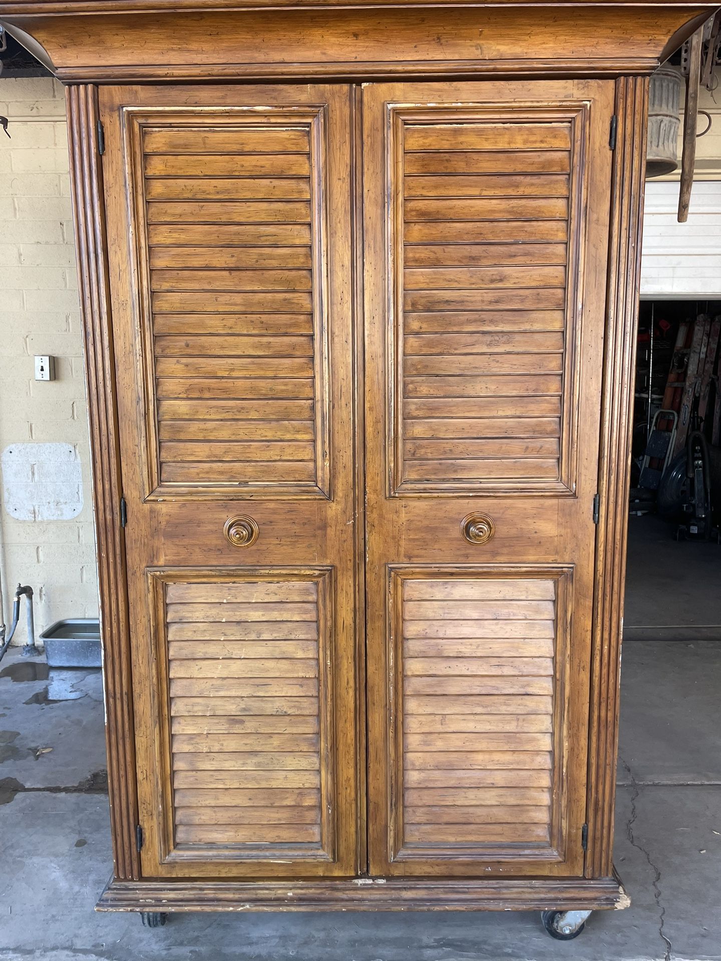 🪵 Solid Wood Armoire / Wardrobe Cabinet – Great Storage – $50