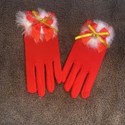 Red Fancy Furry Gloves 