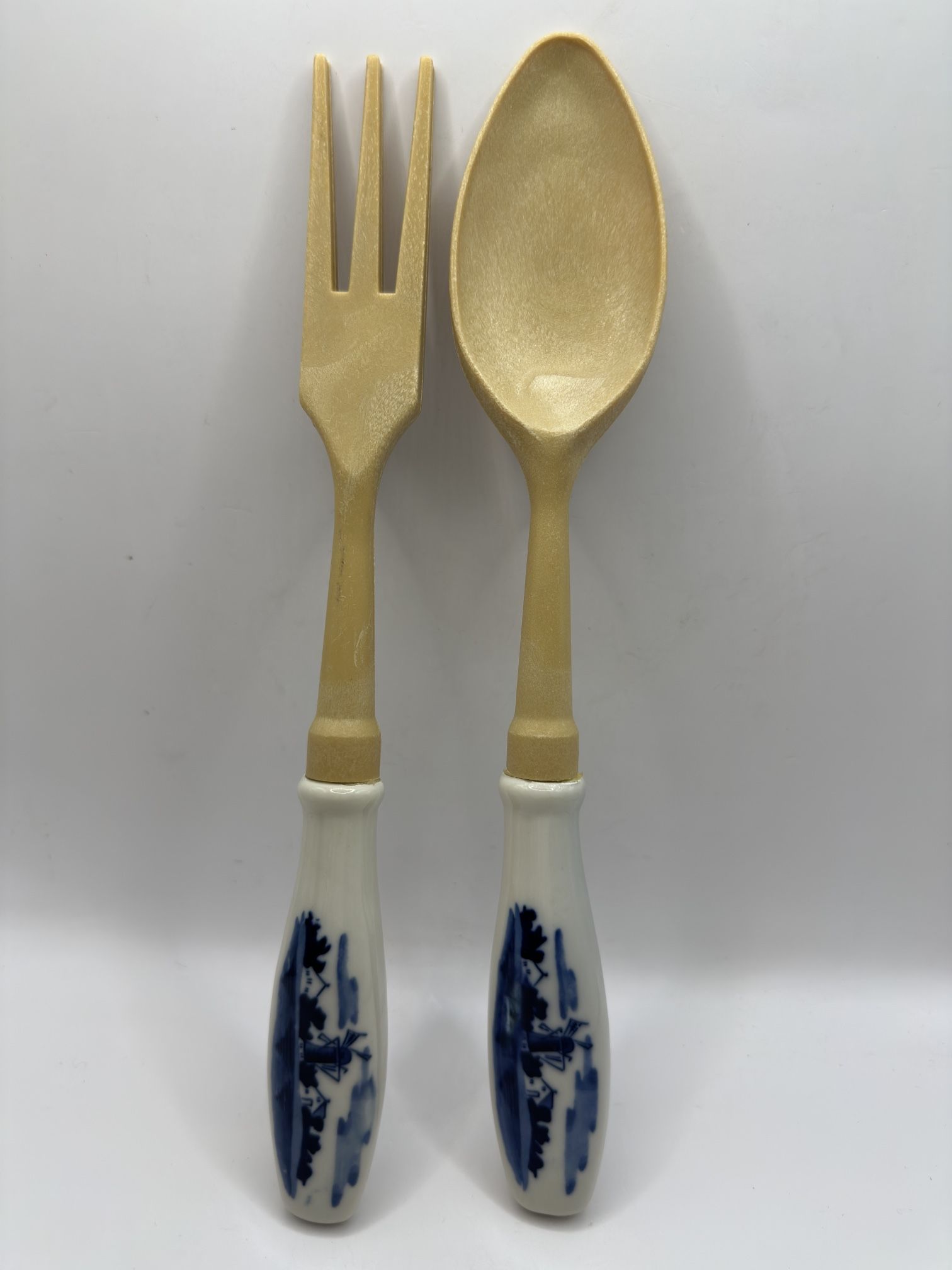 Vintage Delft Style Windmill Serving Utensils