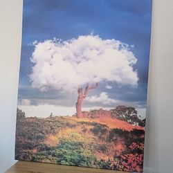 Vibrant Large Wall Art Tree In Cloud Landscape Nature Canvas Framed Print