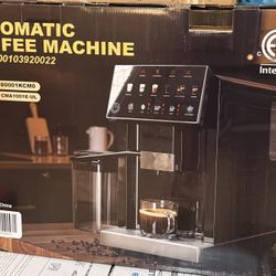 Automatic Espresso Machine with Grinder & Milk Frother, Latte & Cappuccino Maker, Single/Double Cup, Thickness Adjustment, 1.5L Removable Water Tank