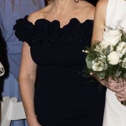 Navy Off The Shoulder Gown