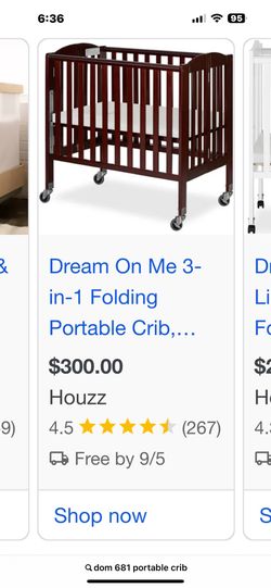 DOM foldable, Portable Crib W/mattress