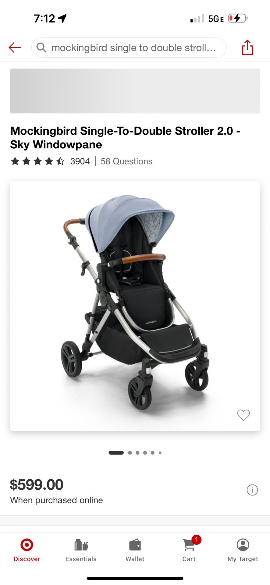 Stroller Mockingbird Single To Double 2.0 Sky Windowpane 