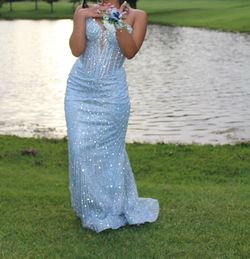 Algist Atiana light blue dress with silver accents sparkles