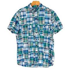New Men’s J.Crew patchwork madras plaid shirt size S