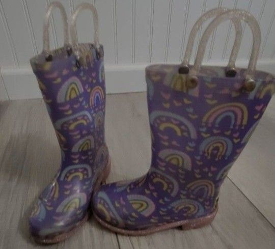 Rainbow Toddler Light Up Rain Boots