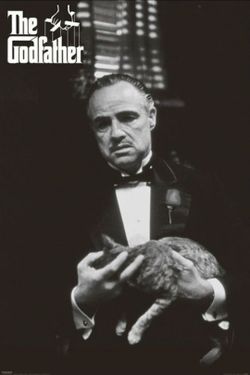 Godfather With Cat 24in × 36in Wall Poster