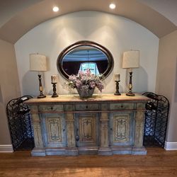 French Country Dining Hutch Beautiful Craftsmanship Like New Paid Over $5000