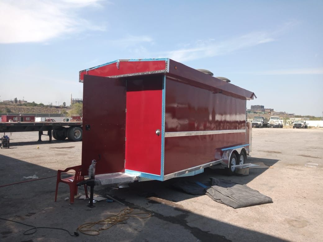 Food Trailer red 7x18 ft available