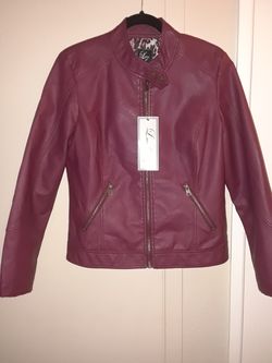 Laura Lane burgundy faux leather jacket (Brand New)