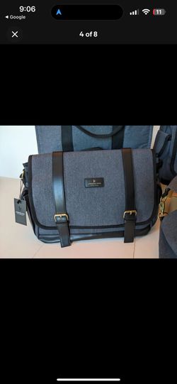 London Fog Collection Denim Canvas Messenger Bag