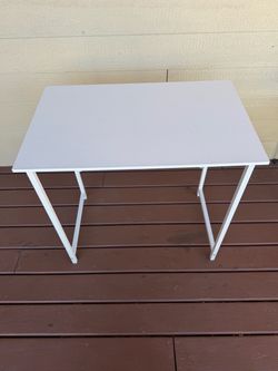 Small White Desk with Metal Legs 31.5W x 19.75D x 29.5H