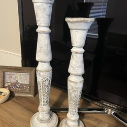 Tall Wooden Candle Holders 