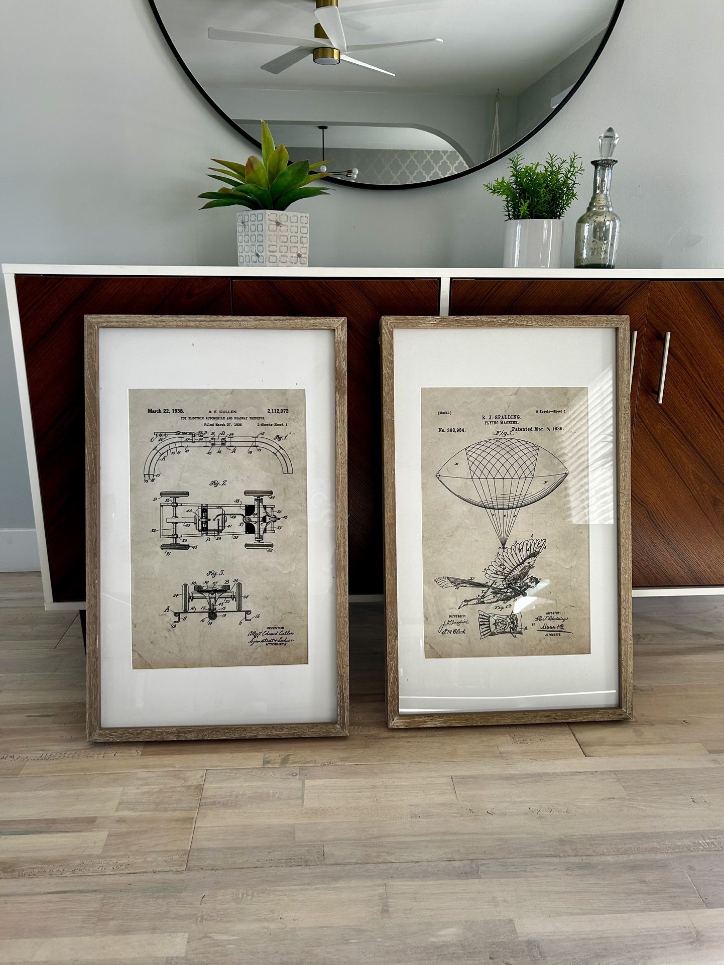 Art. Set Of 2 Custom Framed Patents, Excellent Condition
