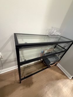 Black Metal and Glass Console Table
