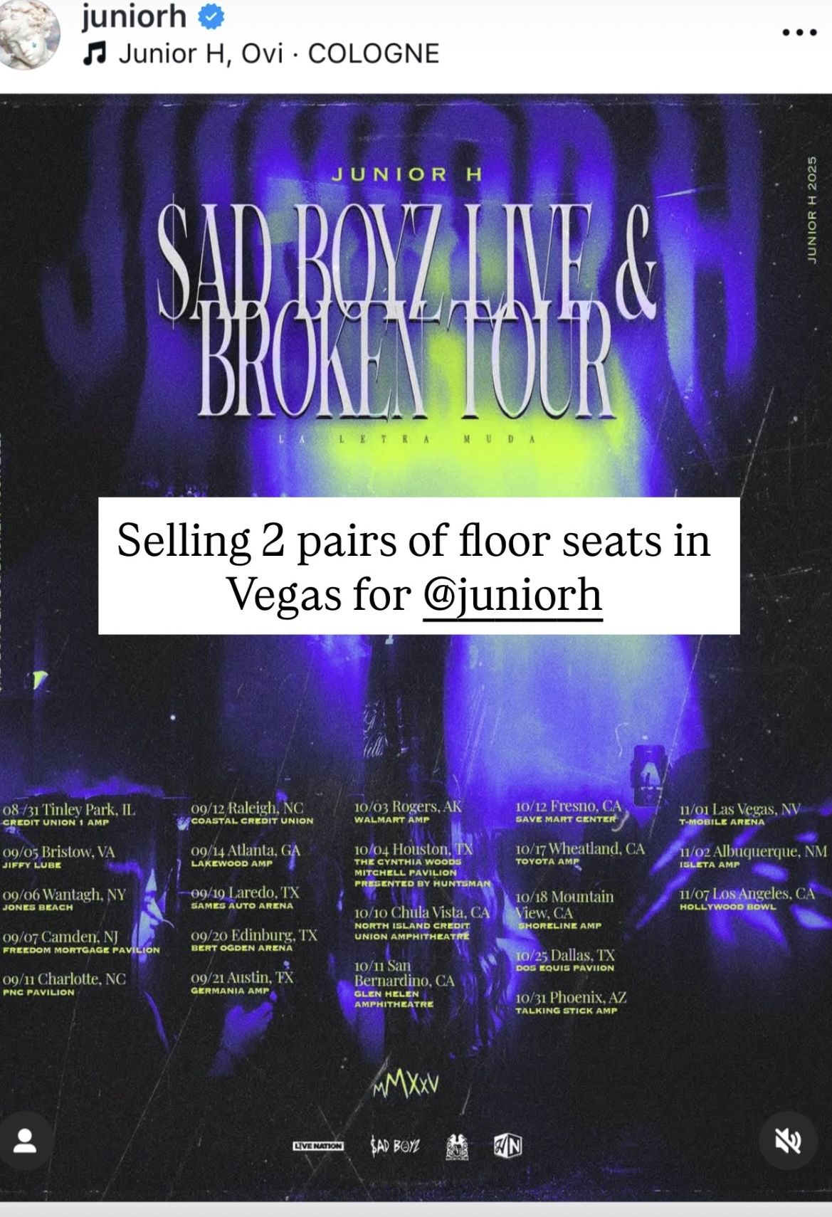 ✨ SELLING 2 PAIRS OF FLOOR SEATS VEGAS JUNIOR H✨