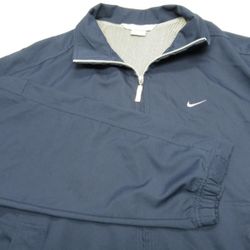 Vintage Nike Jacket Mens Large Navy Blue Pockets Lined Full Zip Windbreaker