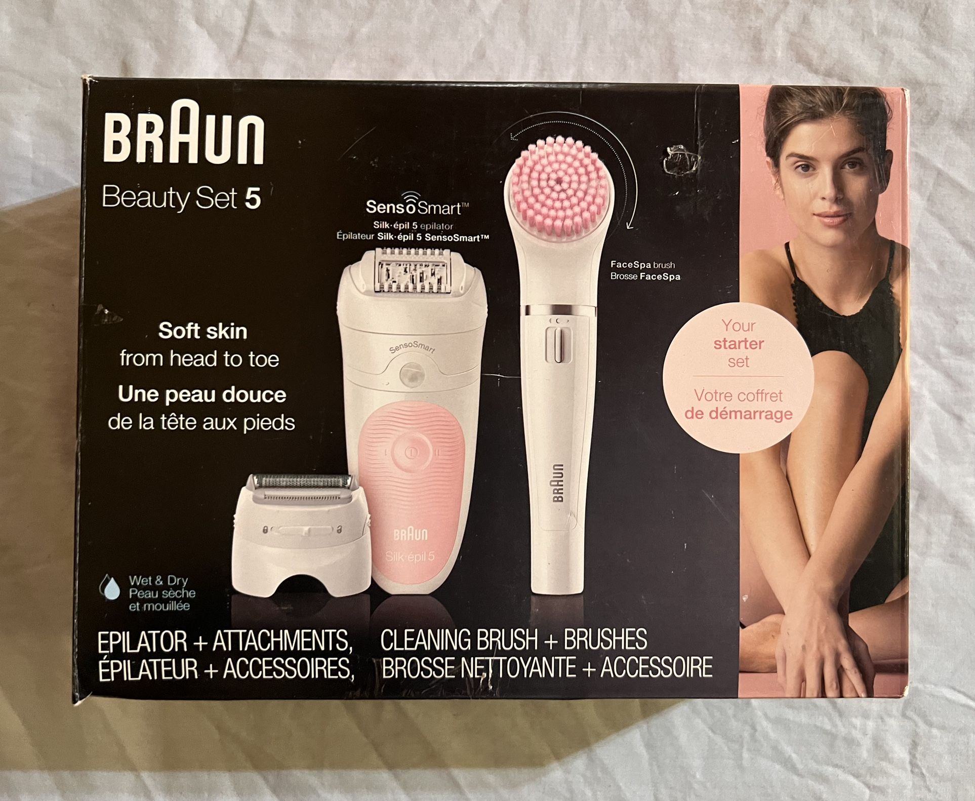 Braun SE5-895 Epilator, Hair Removal Device, Epilator for Women, Includes Shaver and Facial Cleansing Exfoliator Brush Attachments, Waterproof, Cordle
