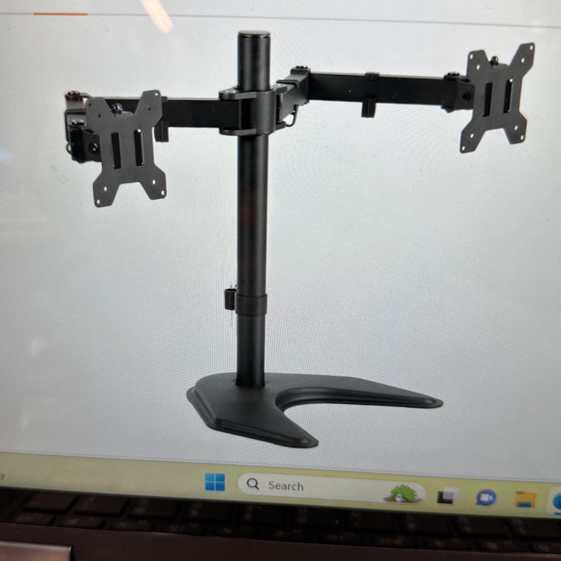 VIVO STAND-V002F Dual LED LCD Monitor FreeStanding Desk Stand for 2 Screens up to 27 Inch Heavy-Duty Fully Adjustable Arms with Max VESA 100x100mm NEW