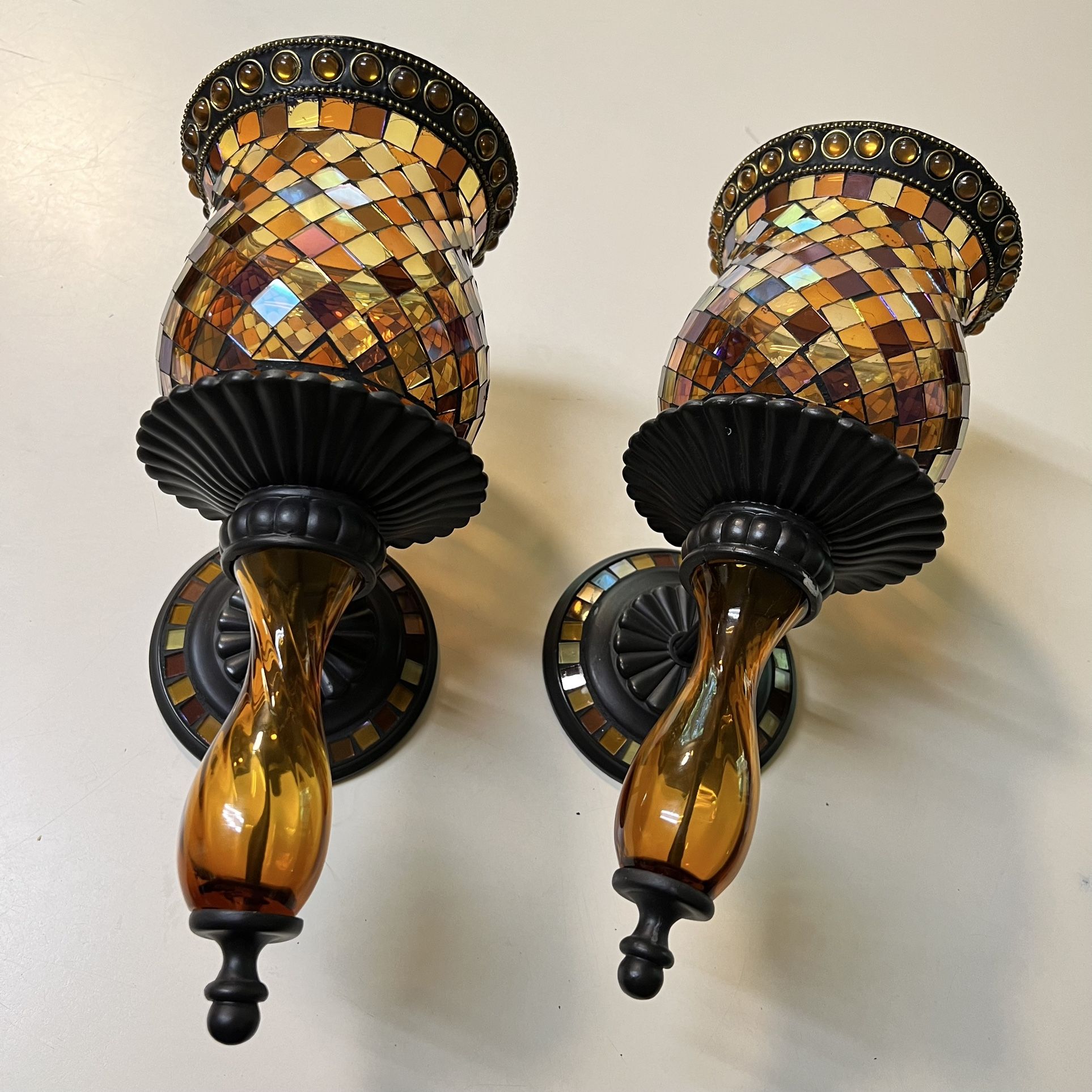 Partylite Retired Global Fusion Mosaic Wall Sconce Candle Holder Set Of 2