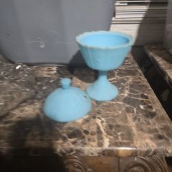 Vintage Blue Fenton Candy Dish