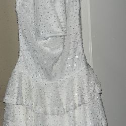 White Beaded Pearl Dress 