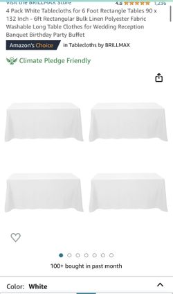 Pack White Tablecloths for 6 Foot Rectangle Tables 90 x 132 Inch
