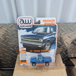 Auto World 1:64 1981 Chevrolet Silverado Stepside 10 4×4 – Diecast Medium Blue