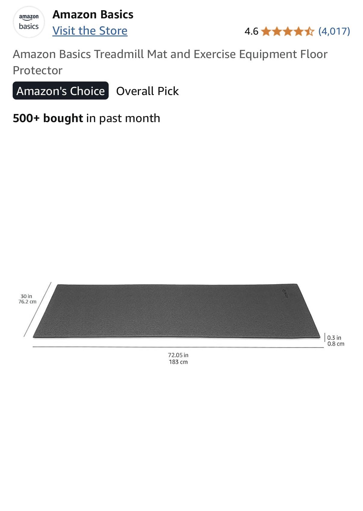 Amazon Basics Treadmill and Exercise Equipment Floor Protector