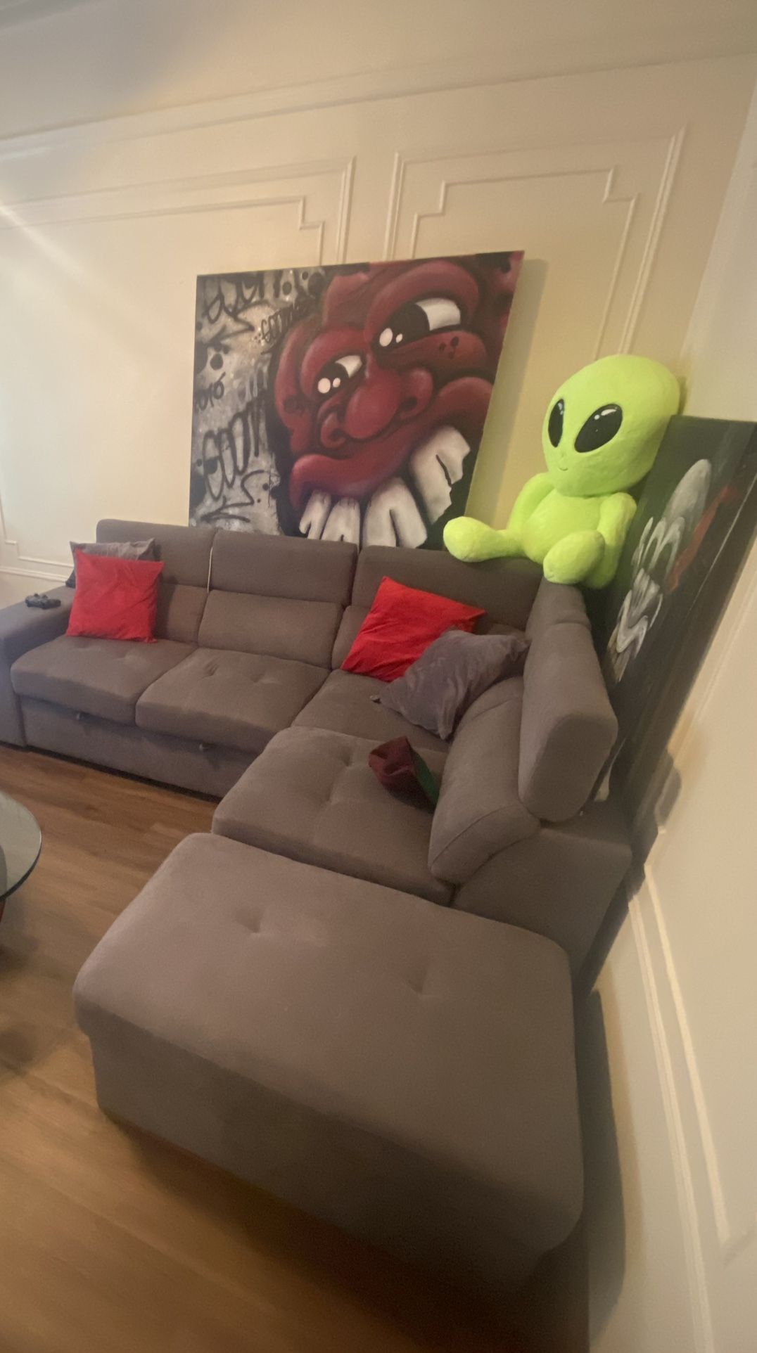 Grey Couch Plus Ottoman