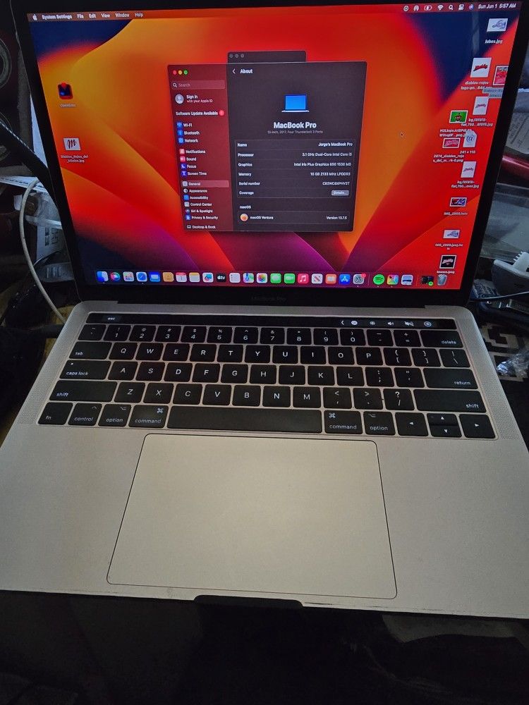 2017 Macbook Pro Touchbar 13inch 16gb Ram 256gb Ssd Silver