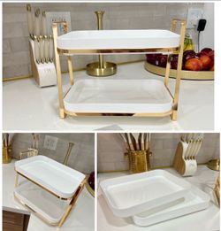 2-Tier Rack with Removable Tray,  Multi-Functional Storage Organizer