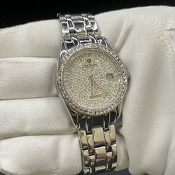 Men's Croton Iced Out Stainless Steel Quartz Watch *6048