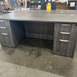 Grey 6 Drawer Desk 