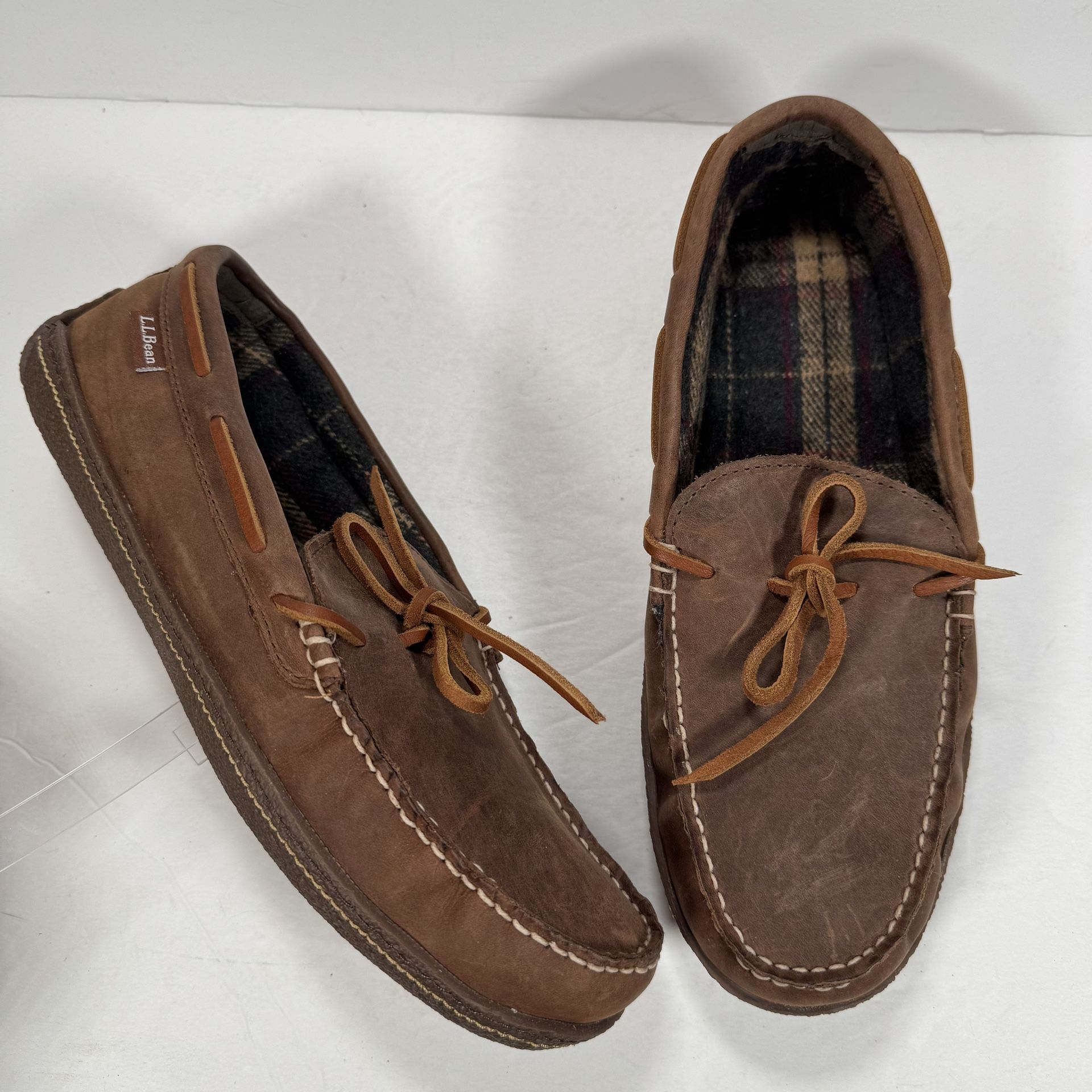 Bean Handsewn Brown Leather Slippers Men Size 10 Medium