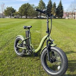 750W Step-Thru EBike GREEN Folding Electric Bike - 48V 15AH Battery & 25Ah Battery Options