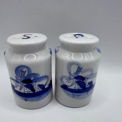 Vintage Delft Blue Windmill Salt & Pepper Shakers Holland