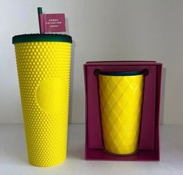 Starbucks Hawaii Collection Studded & Ceramic Yellow/Green Pineapple Tumbler Cup