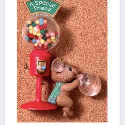Vtg Mouse Blowing Bubble Gumball Coin Machine Figurine "Special Friend" 3.5” NWO