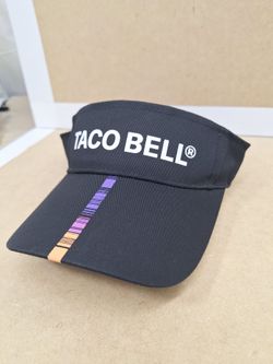 Authentic Taco Bell Employee Uniform Visor Hat Black Purple Stripe Adjustable