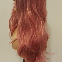 Long Pink Wavy Wig