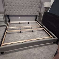 Grey Upholstered King Bed Frame (Bed Frame Only)