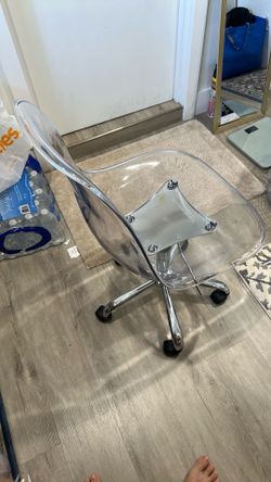 Clear Acrylic Rolling Desk Chair Adjustable Swivel Office Vanity Chair
