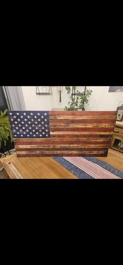 Homemade Carved American Flag Sign
