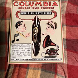 Andy Rooney Columbia Double Disc Records Heavy Porcelain Tin Sign! #BV/js