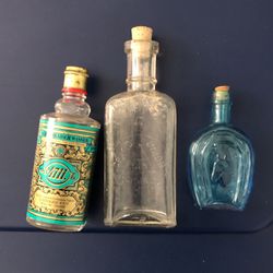 3 Vintage Bottles (Meulhens No 4711 Echt Kolnisch Wasser Eau De Cologne Bottle And Other Two)