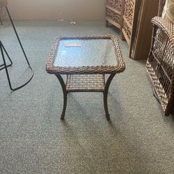 PATIO SIDE TABLE Light brown rattan Side Table SKU CSV6VF