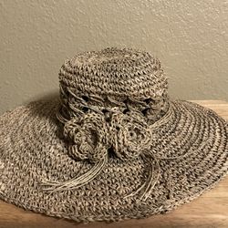 Scala Natural Crochet Straw Sun Hat