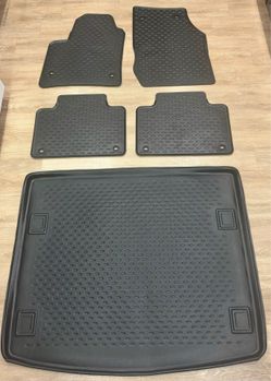 Porsche Cayenne OEM 5-Piece All-Weather Rubber Car Floor Mat and Cargo Liner Set